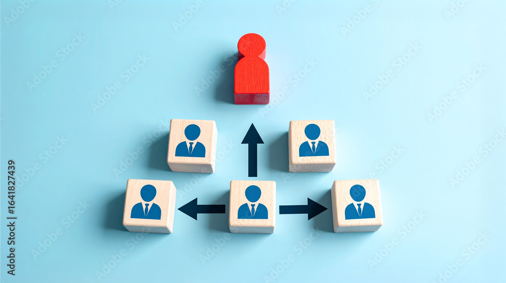 Poster a visual representation of hierarchical structure, depicting levels of authority in a business setti