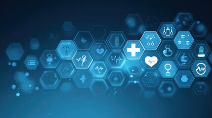 digital healthcare honeycomb medical icons