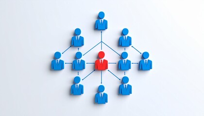 An organizational structure depicted by a network of connected people