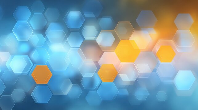 abstract hexagons blue orange design