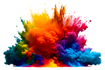 Vibrant powder burst isolated on a transparent background