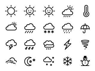 Weather symbols collection for forecasting and climate icons