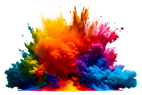 Vibrant powder burst isolated on a transparent background - Powered by Adobe