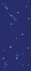 Starry night galaxy background with glowing nebula, stardust and shining milky way vector