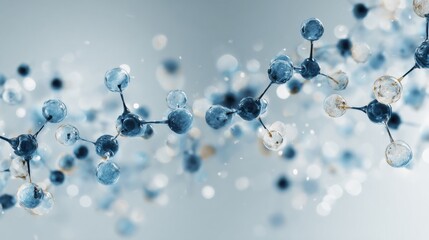 blue molecules floating softly