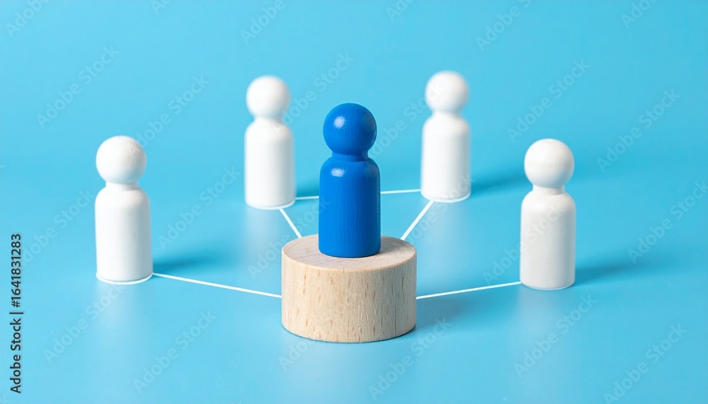 Poster a unique leader stands out and connects with colleagues, symbolizing unity and connectivity in a col