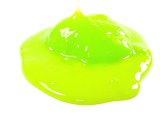 Bright green viscous blob isolated on a transparent background