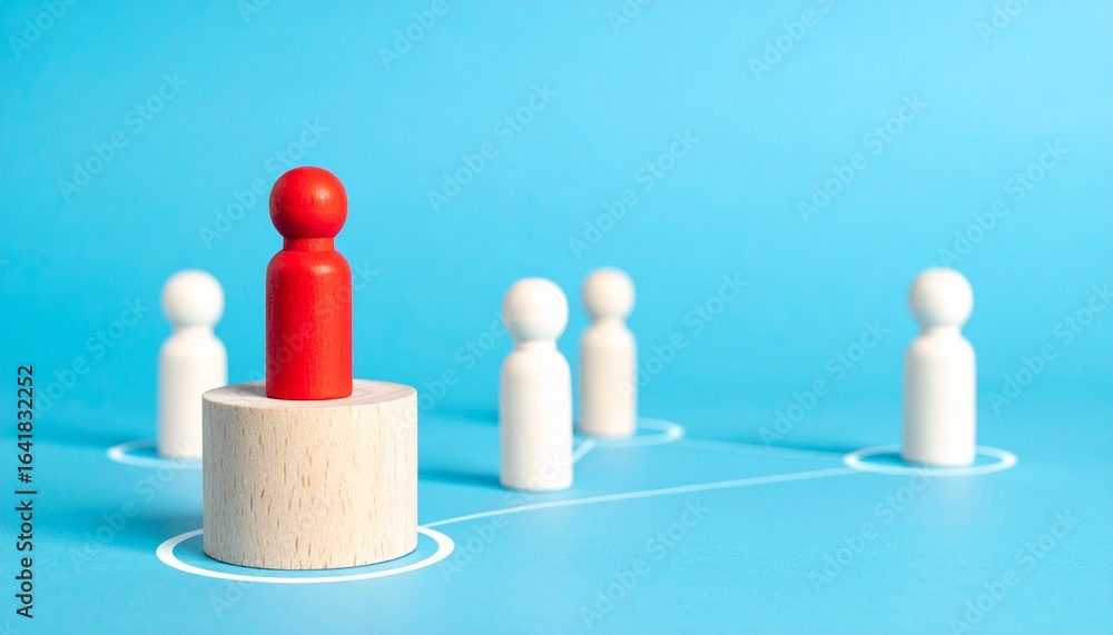 Poster a conceptual image of a leader standing out from the crowd with connection