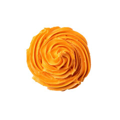 Orange swirl frosting cupcake isolated on transparent background