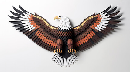 Majestic Paper Eagle Sculpture with Spread Wings Symbolic Art Decor Design and Patriotism Concept