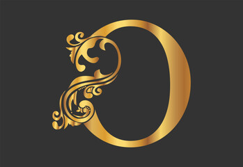 O latter logo design with nature beauty Premium with golden color
