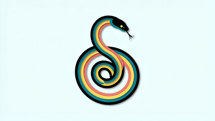Fototapeta premium Vibrant and Colorful Abstract Snake Graphic Design Illustrating Modern Art and Creative Symbolism on a Light Background