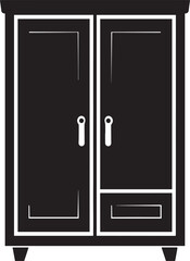 Wardrobe Silhouette in Black, Classic Wooden Closet Vector