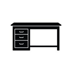 Black desk with drawers icon table furniture