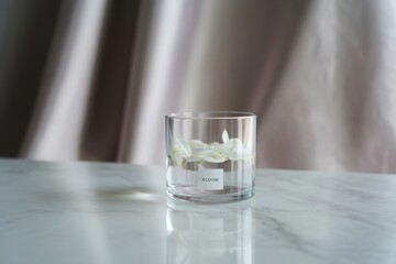 Clear glass with water and a subtle reflection