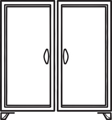 Wardrobe Silhouette in Black, Classic Wooden Closet Vector