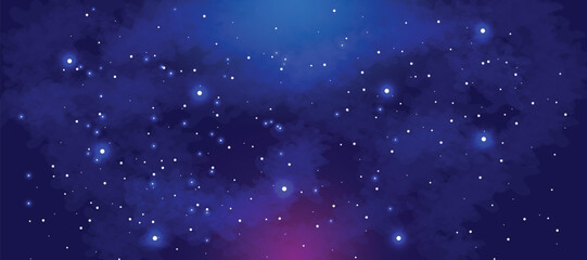 Space galaxy background with many stars. Realistic colorful cosmos with nebula and milky way. Space infinity with milky way starlight glow astronomical vector background