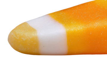 Closeup of a candy corn isolated on transparent background