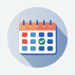 A stylized calendar icon featuring a checkmark highlighting a specific date, representing planning.