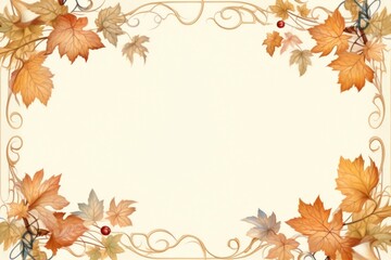 Painting of vintage autumn leaves border backgrounds plant leaf.