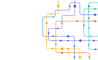 Circuit connect lines and dots. Network technology and Connection concept. Decentralized network nodes connections