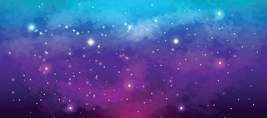 Obraz premium Space galaxy background with many stars. Realistic colorful cosmos with nebula and milky way. Space infinity with milky way starlight glow astronomical vector background