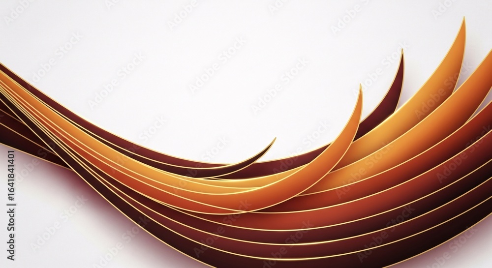 Poster elegant abstract background with flowing golden and warm-toned curved lines on a white gradient.