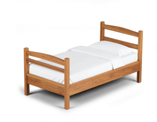 wooden single size bed isolated