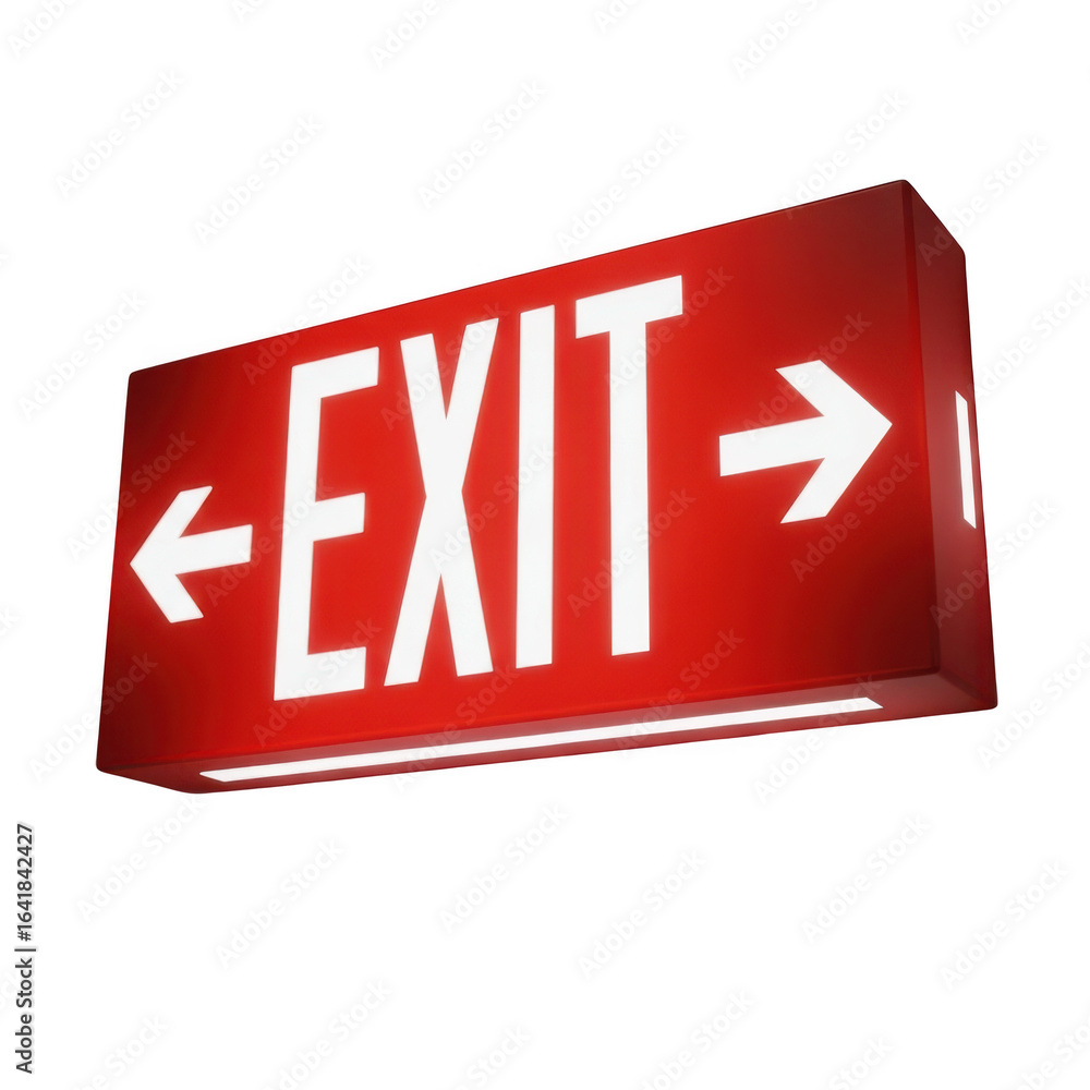 Poster 3d exit sign isolated on transparent background