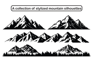 Fototapeta premium Vector Collection of Stylized Mountain Silhouettes and Landscapes