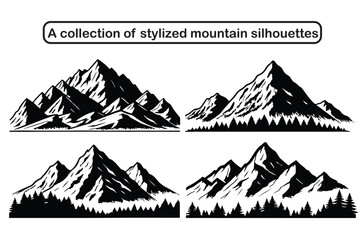 Fototapeta premium Vector Collection of Stylized Mountain Silhouettes and Landscapes