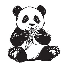 Obraz premium Sitting cute panda with bamboo isolated on white