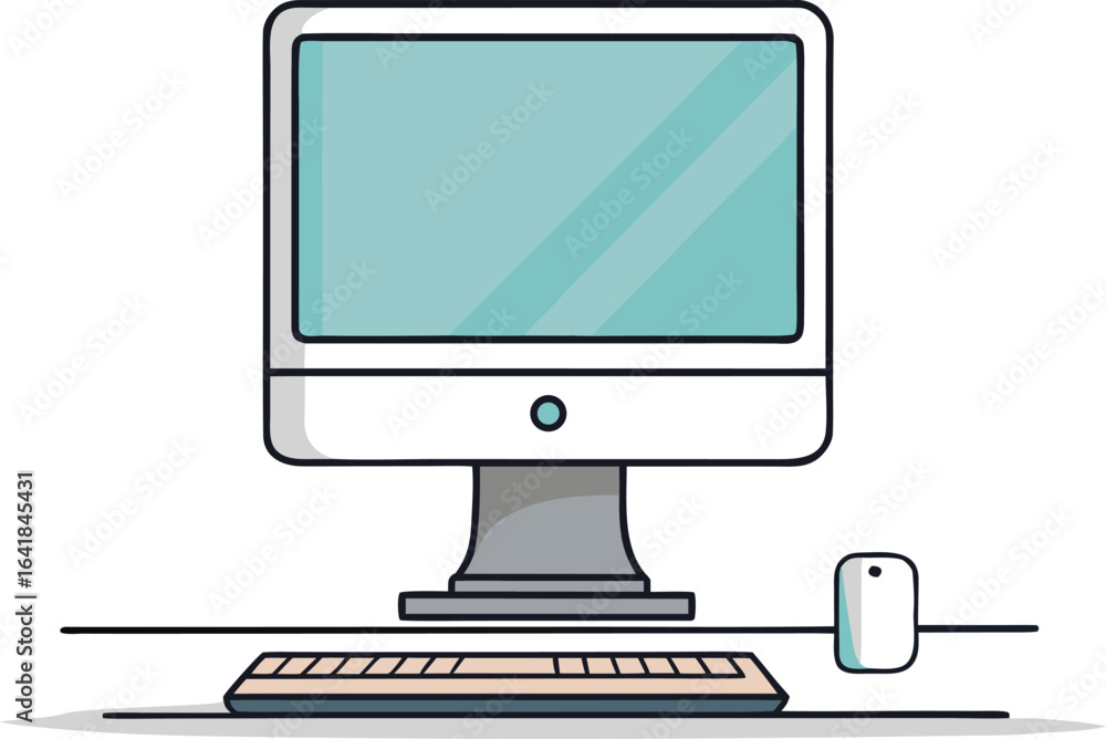 Fototapete retro style desktop computer with monitor keyboard and mouse