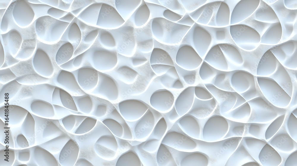 Poster abstract white organic pattern with curved leaf-like shapes creating depth and shadow on textured su