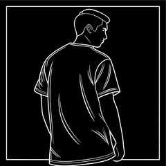 black and white vector illustration of a man