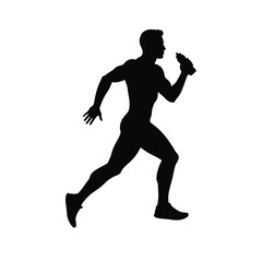 Silhouette jogger drinking water runner person