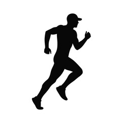 Black silhouette of a man jogging running