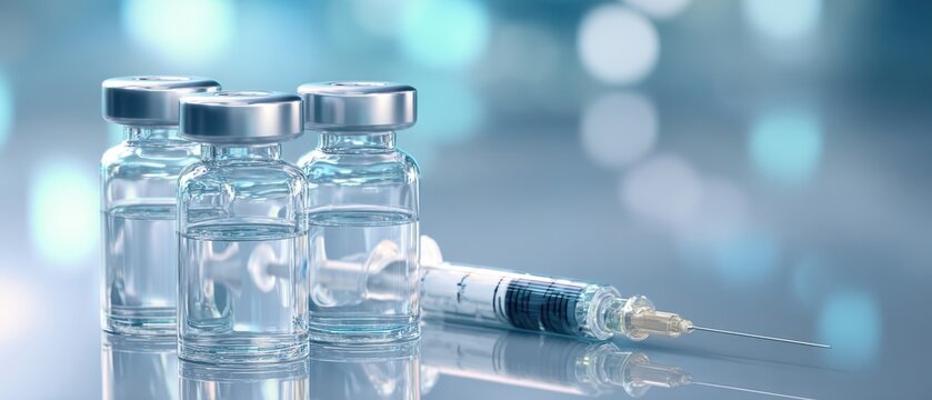 The syringe and vials showcasing modern vaccine technology and healthcare advancements.