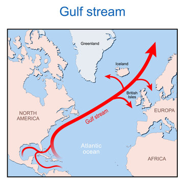 Gulf Stream. Warm and swift Atlantic ocean current.