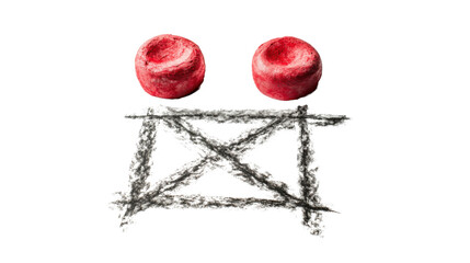 Tic tac toe XO game chalk sketching isolated on white background