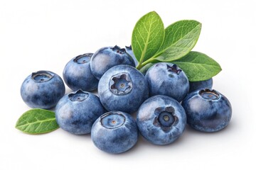 Fototapeta premium Close-up of fresh blueberries on white background,
