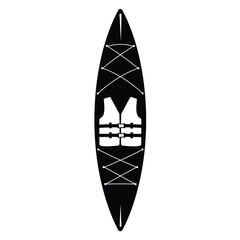 Black kayak lifejacket icon water sport