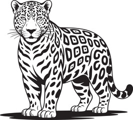 Fototapeta premium Majestic jaguar silhouette line art illustration stock photos royalty free image premium quality