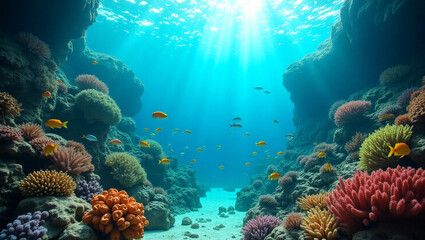 Obraz premium A Vibrant Tropical Sea Scene Capturing the Essence of Colorful Marine Life