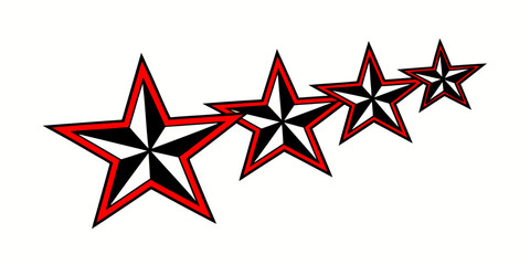 red and black  star on white background