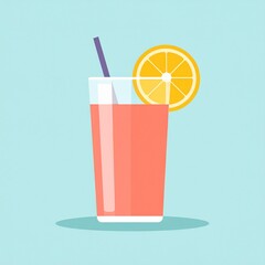A refreshing drink with orange slice and straw, perfect for a hot day