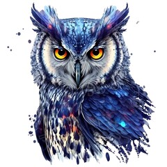 An owl painting in colourful way in white pepper 