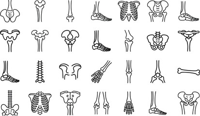bones Human joints icon set, joint, biological, human, anatomy, health care, brain, mouth, ear, health, spine, bone, medicine and more vector illustration