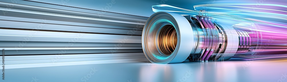 Poster a vibrant abstract image depicting dynamic motion with colorful light trails and sleek designs, conv
