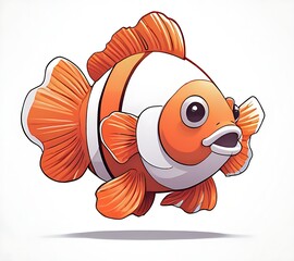 A cartoonish, stylized illustration of a clownfish. 